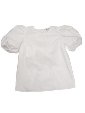 English Factory White Puff Sleeve Open Back Bow Blouse Size Small